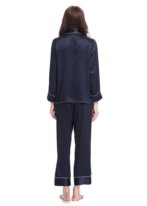 22 Momme Chic Trimmed women Silk Pajamas Set Product Image