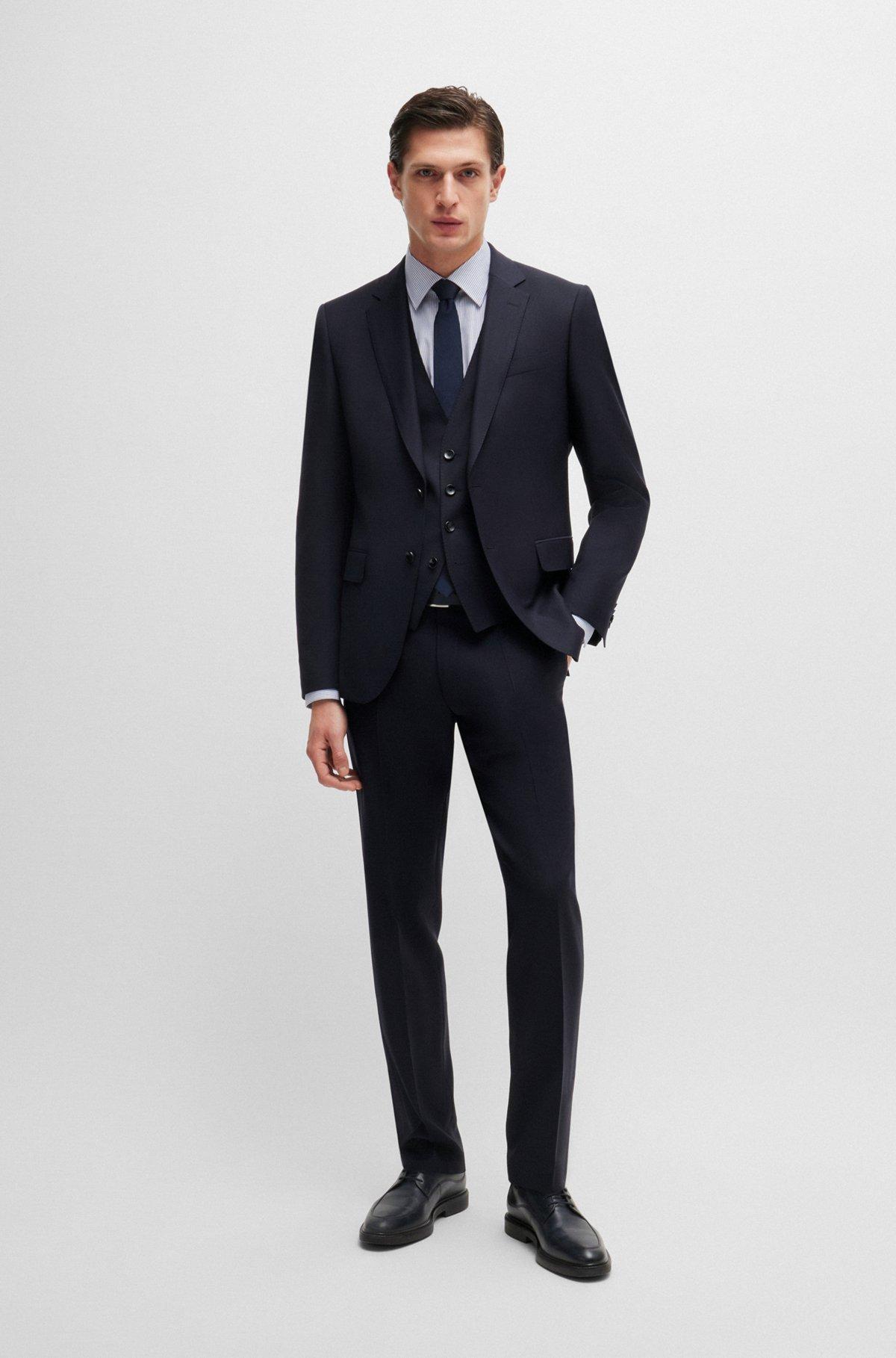 HUGO BOSS Single-breasted Jacket In Virgin-wool Serge In Grey Product Image