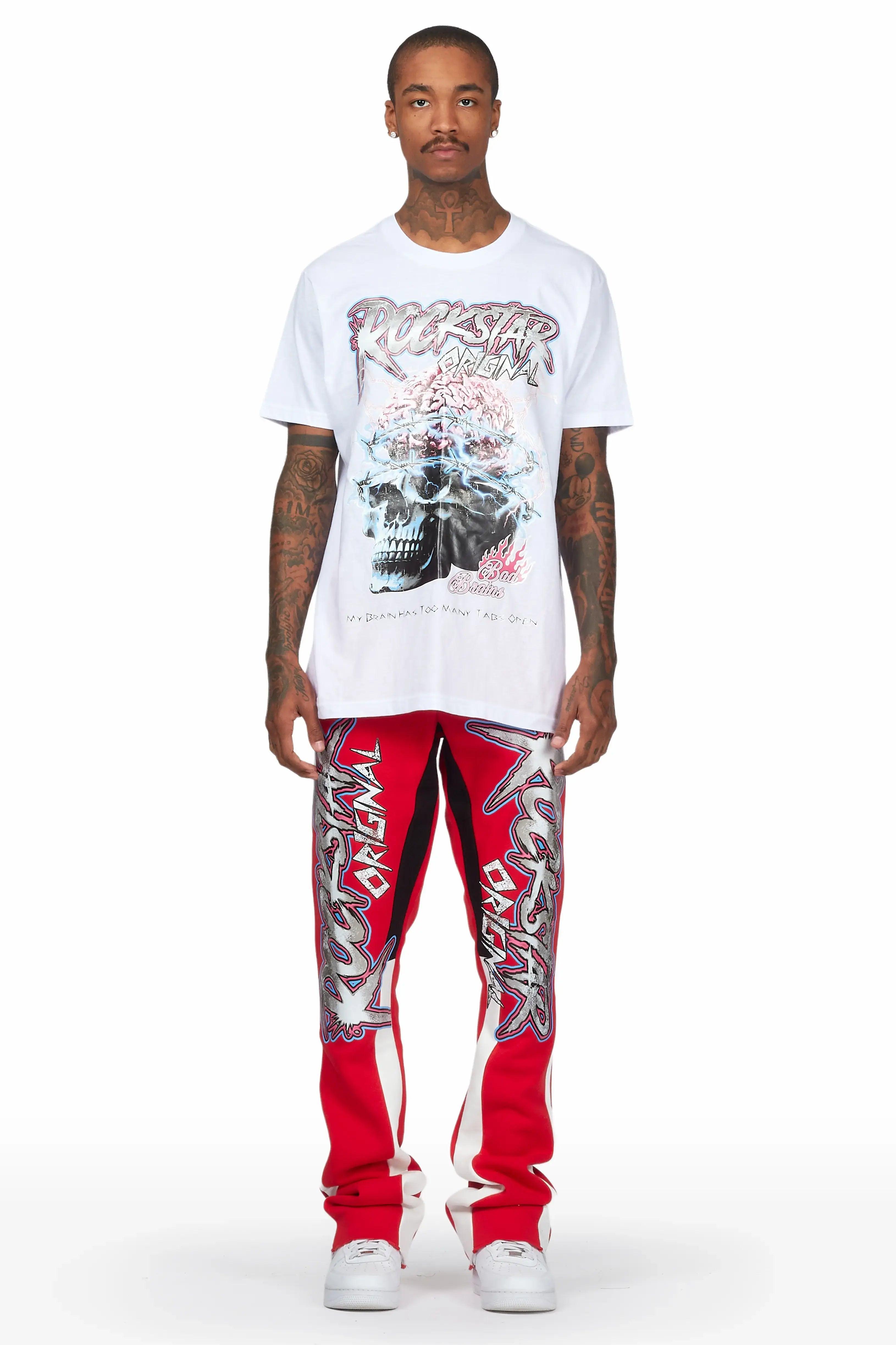 Waller White/Red T-Shirt Stacked Flare Track Set Male Product Image