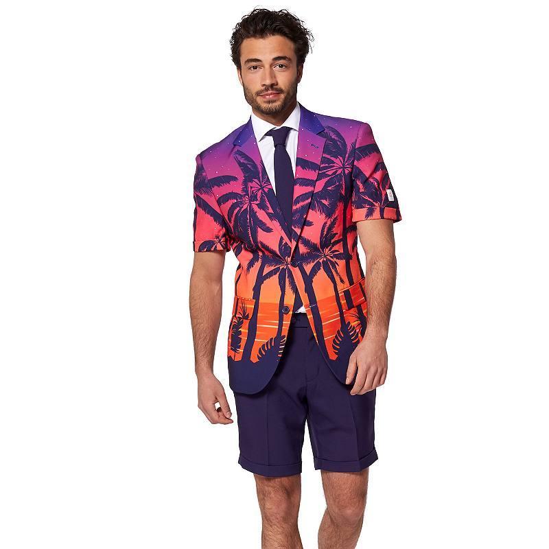 Mens OppoSuits Suave Sunset Tropical Slim-Fit Summer Novelty Suit & Tie Set Product Image