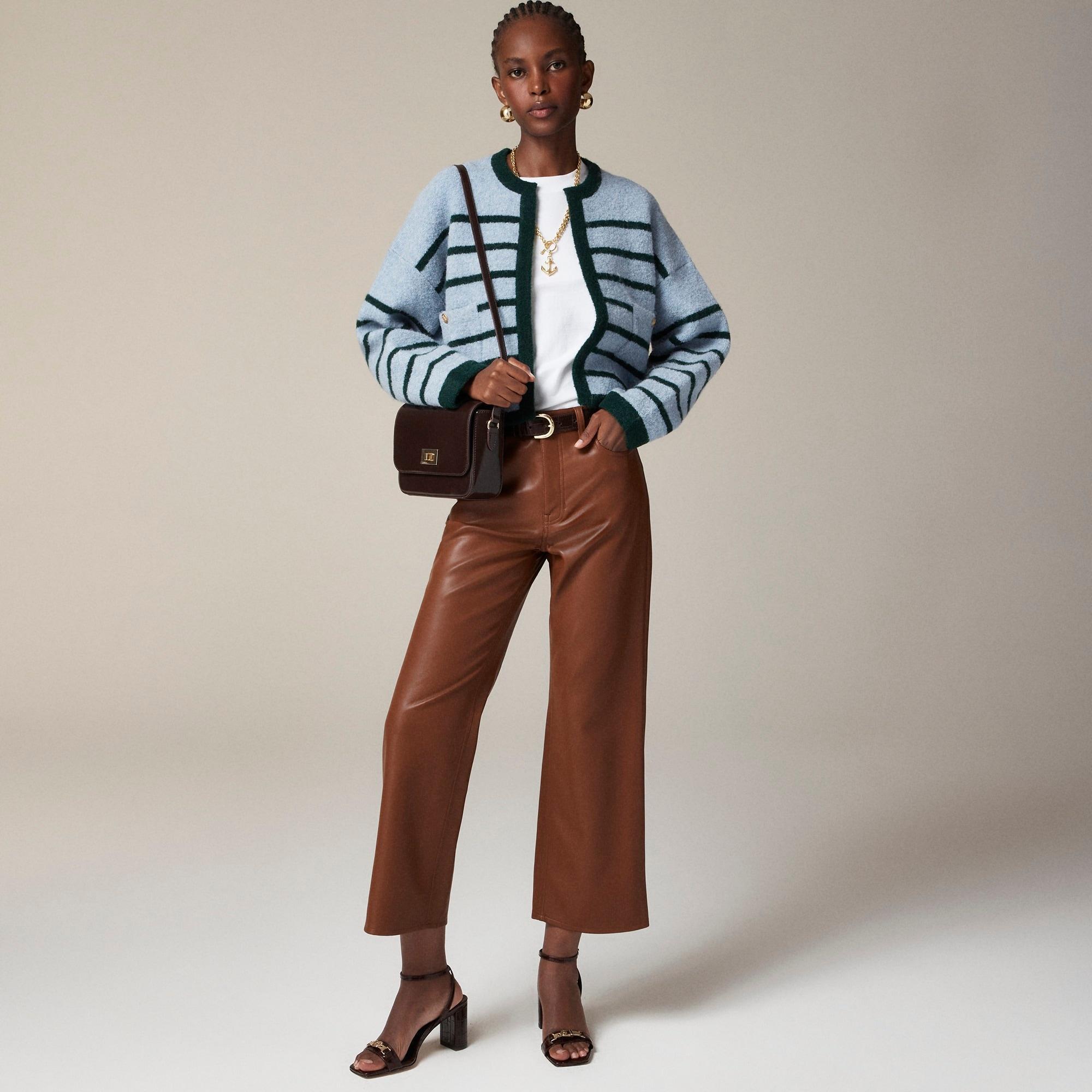 Slim wide-leg pant in faux leather product image