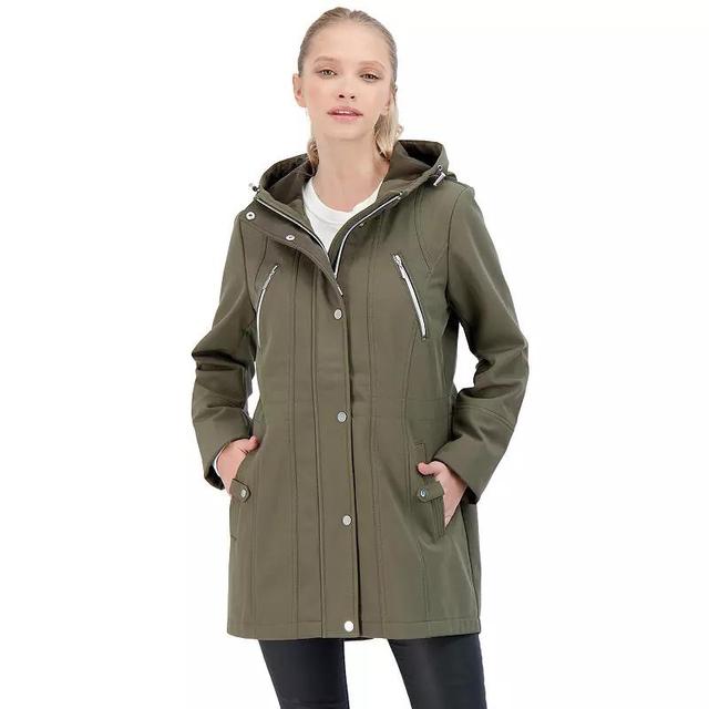 Womens Sebby Collection Hood Water-Resistant Anorak Jacket Blue Product Image