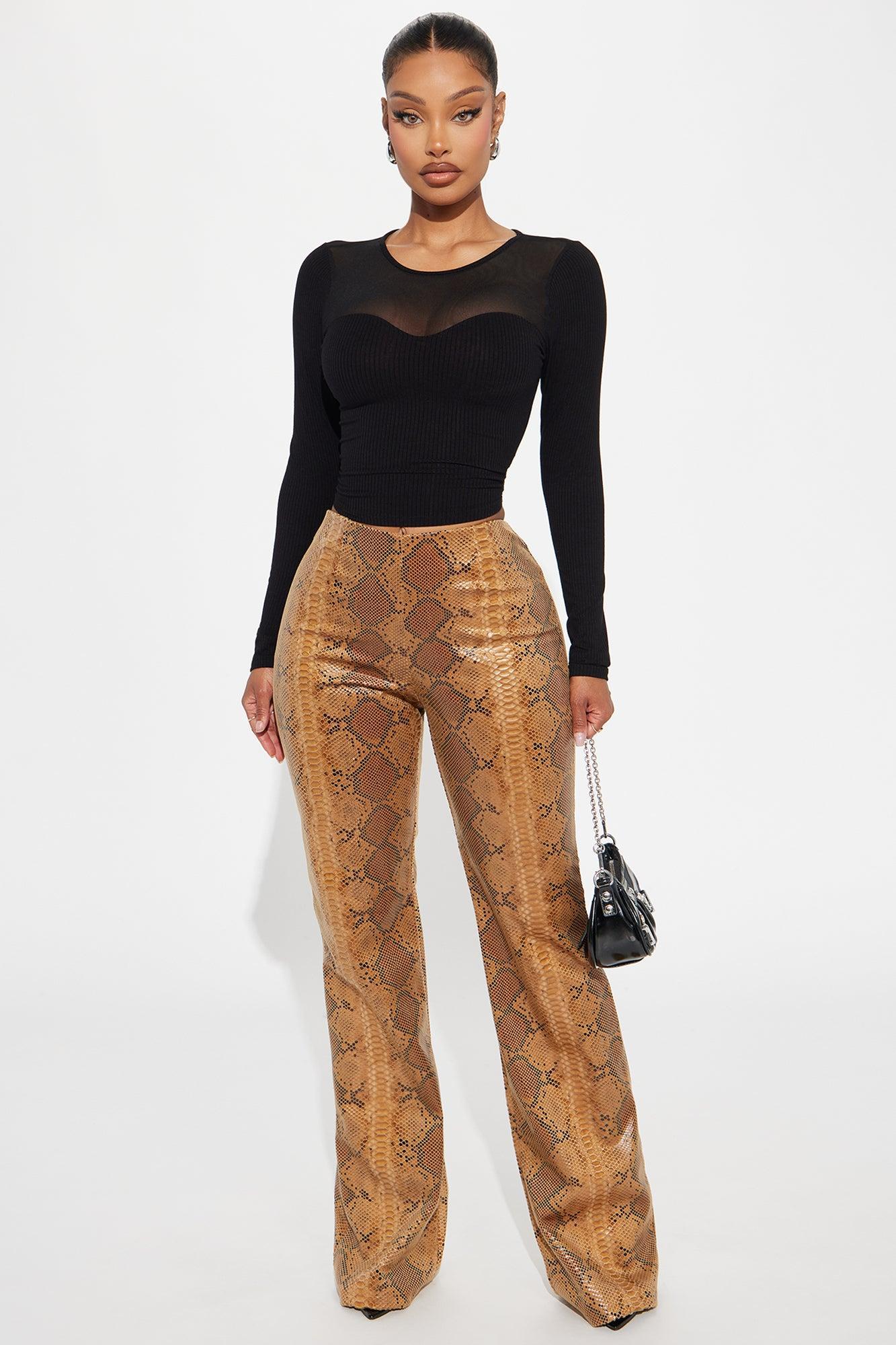 Tune In Patent Faux Leather Pant - Brown product image