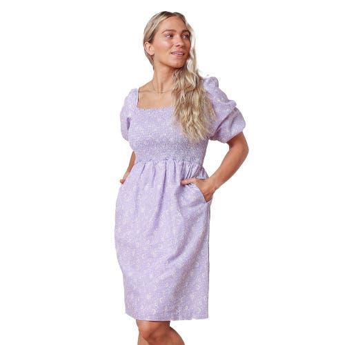 Hope & Henry Womens Bubble Sleeve Smocked Bodice Dress Product Image