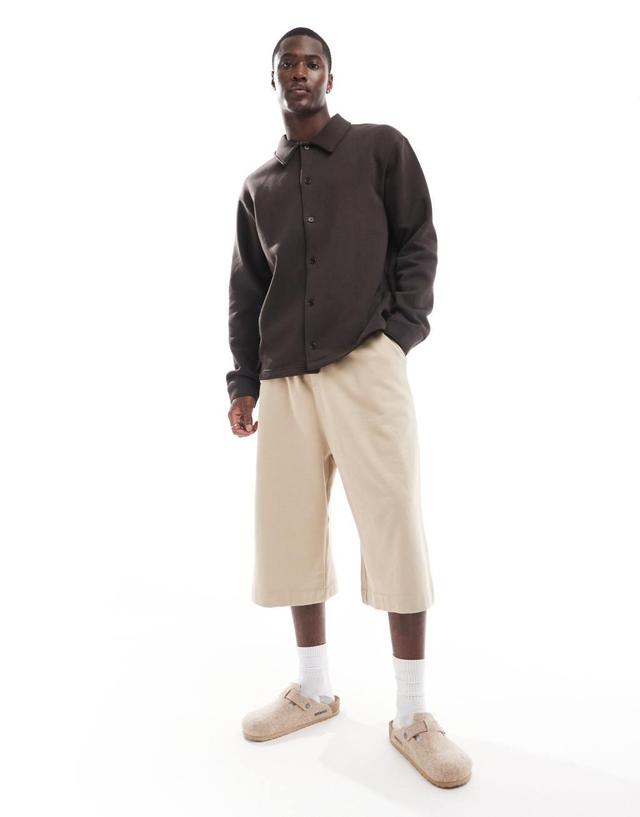 Selected Homme oversized jersey shirt in brown Product Image