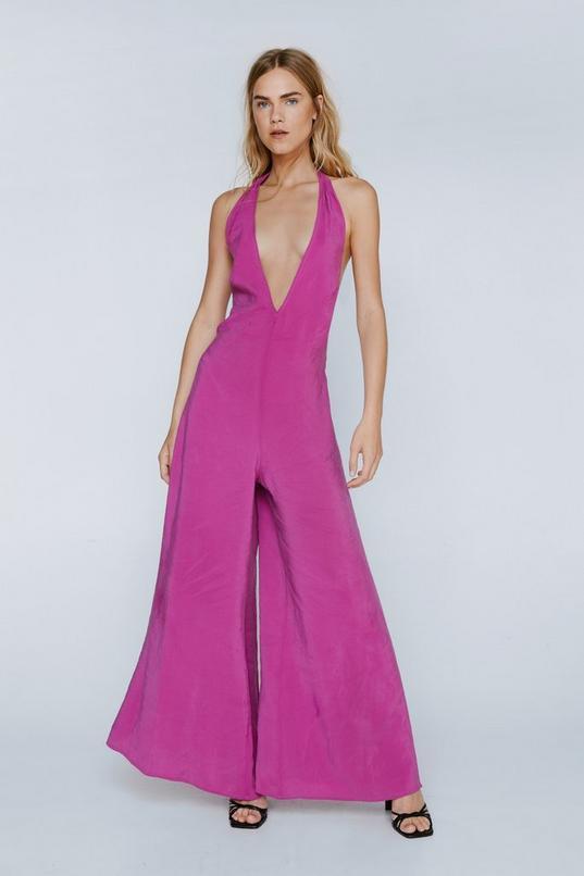 Premium Halter Neck Wide Leg Jumpsuit Product Image