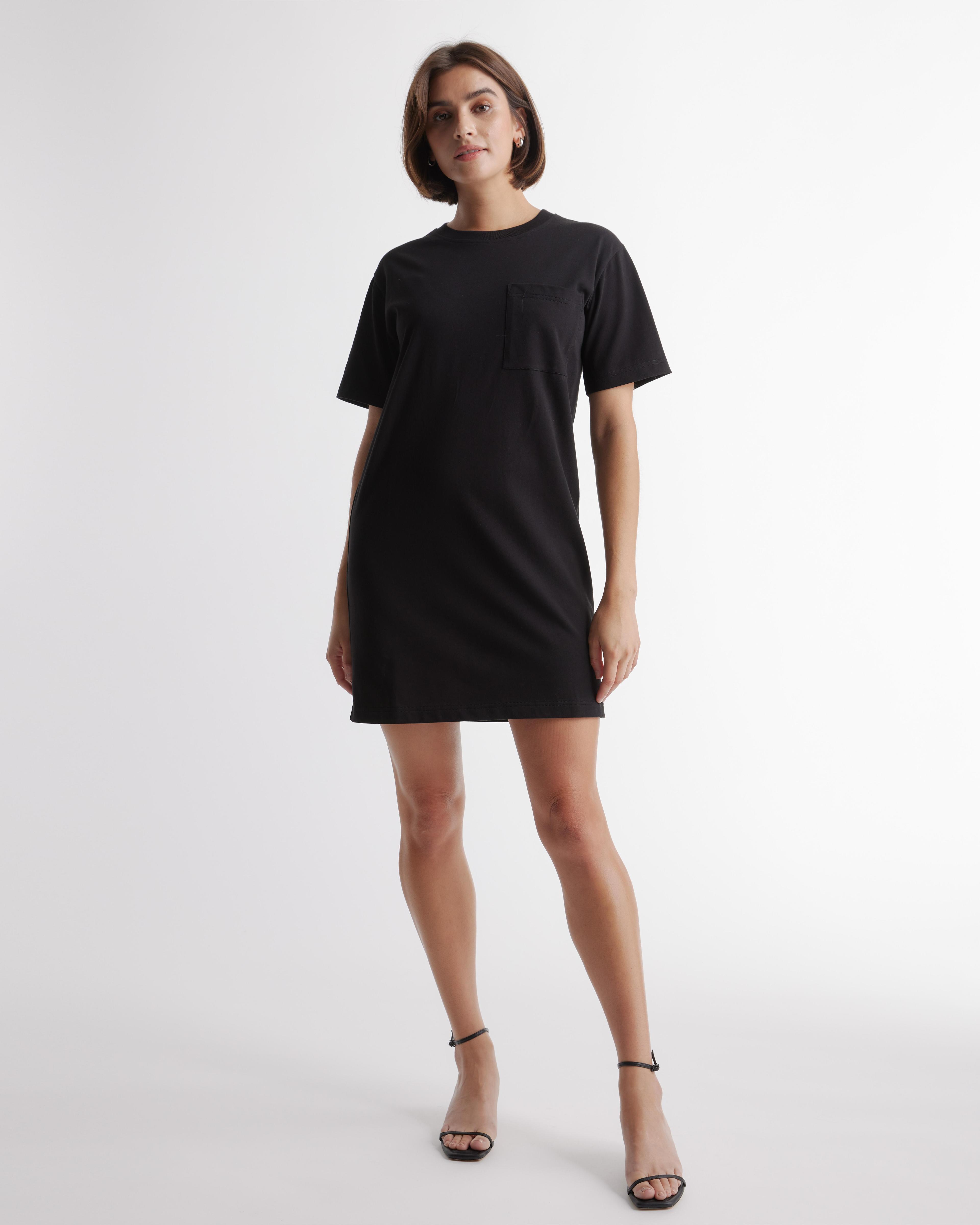 Womens Relaxed T-Shirt Dress in Black, Size XL, Organic Cotton by Quince Product Image