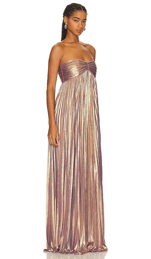 retrofete Lyanna Dress in Metallic Gold. - size M (also in L, S, XS, XXL, XXS) Product Image