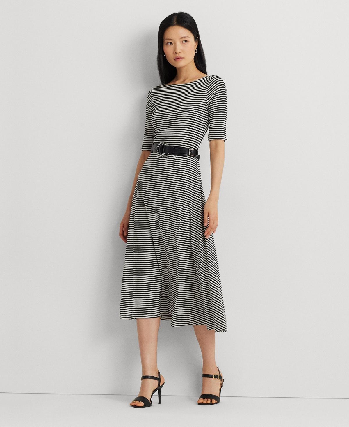 Women's Striped Stretch Cotton Midi Dress Product Image