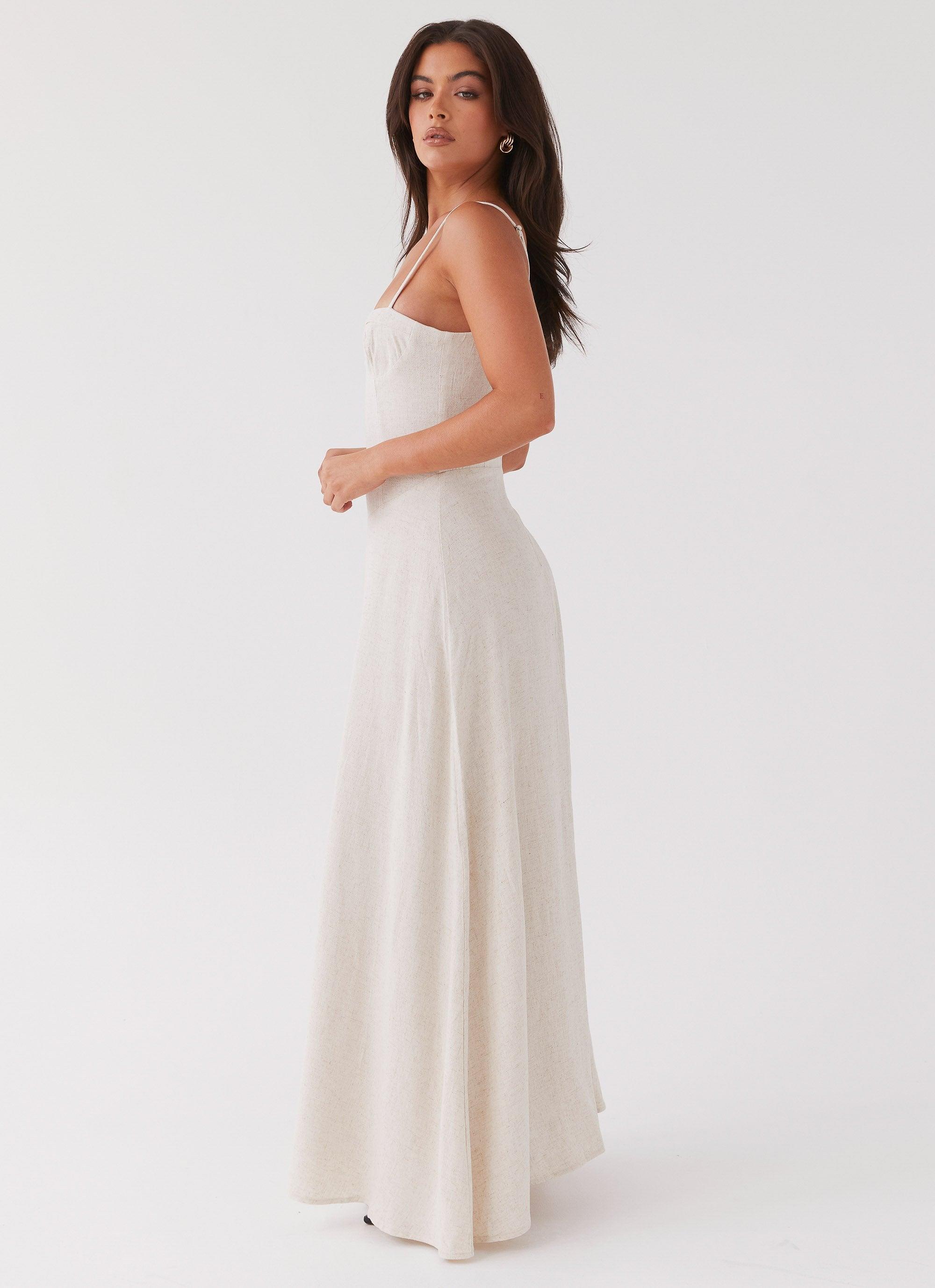 Angelina Linen Maxi Dress - Oatmeal Product Image