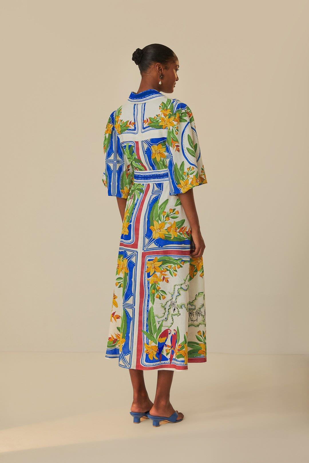 Off-White Tropical Destination Midi Dress Product Image