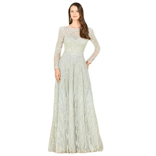 Lara Womens Long Sleeve Beaded Lace Gown Product Image