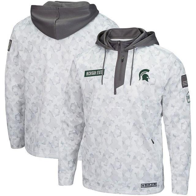 Mens Colosseum Arctic Camo Michigan State Spartans OHT Military Appreciation Quarter-Zip Hoodie Product Image