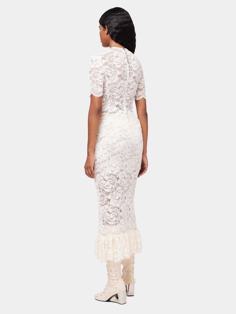 Maxi stretch lace ivory skirt Product Image