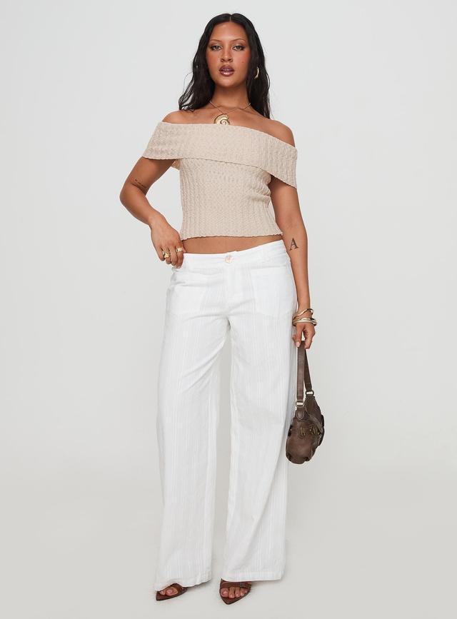 Murmur Off Shoulder Top Beige Product Image