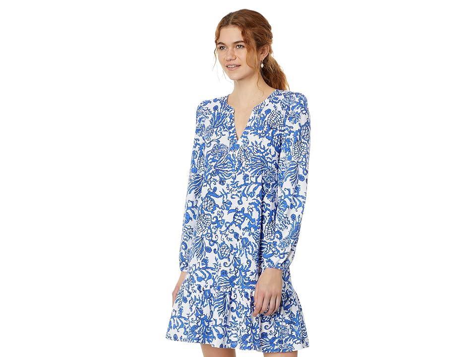 Lilly Pulitzer Alyssa Long Sleeve Dress (Deeper Coconut Ride with Me) Women's Dress Product Image