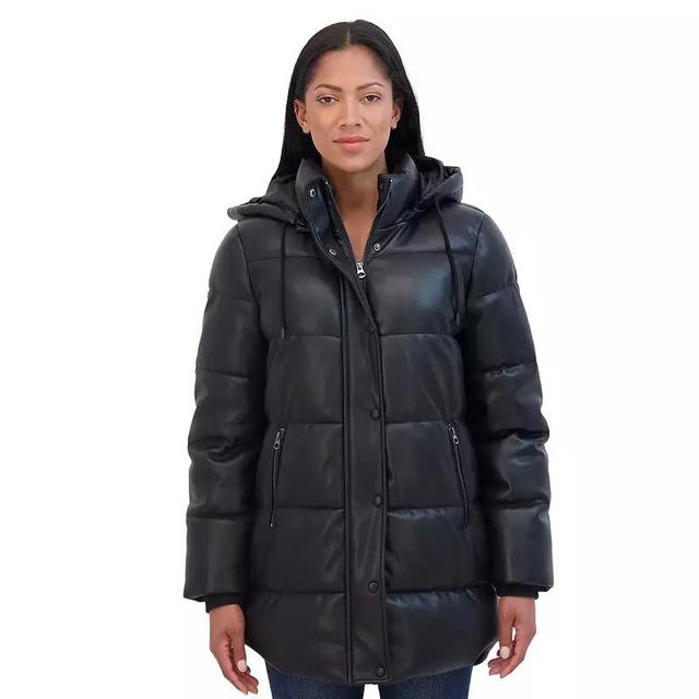 Womens Sebby Collection Faux Leather Puffer Jacket Product Image