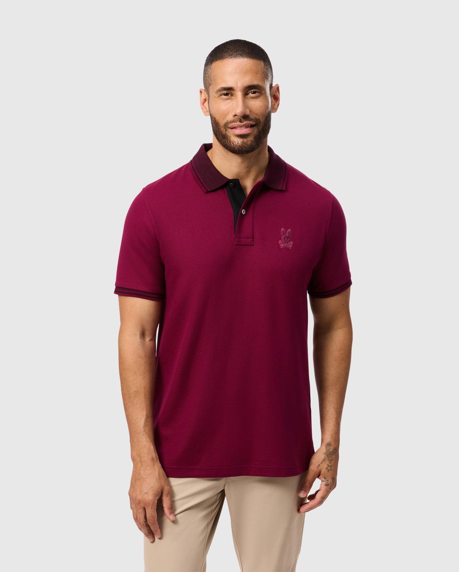 Mens Malton Pique Polo Shirt 607 CRIMSON / M Product Image