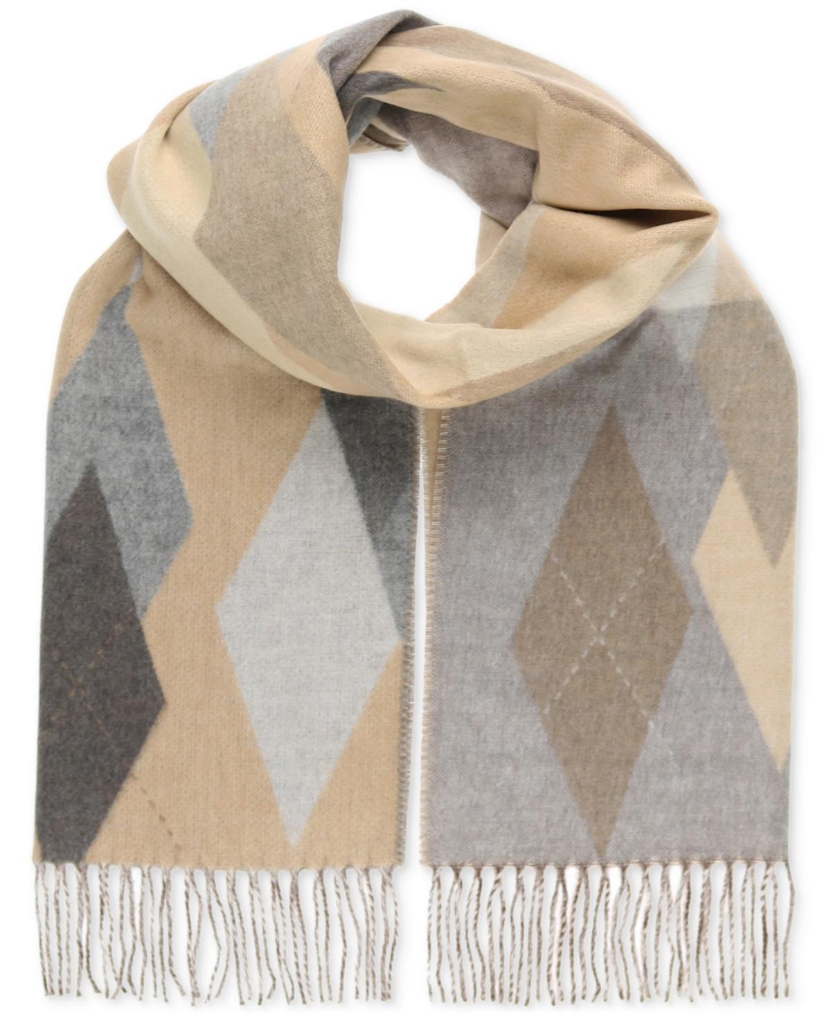 Fraas Womens Argyle Fringe-Trim Scarf Product Image