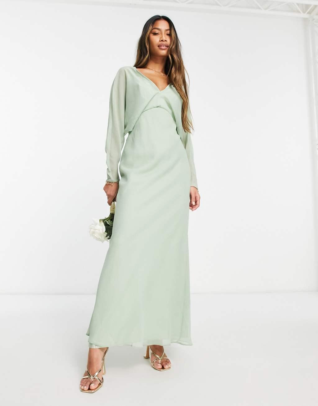 ASOS DESIGN Bridesmaid soft batwing maxi dress-Green product image