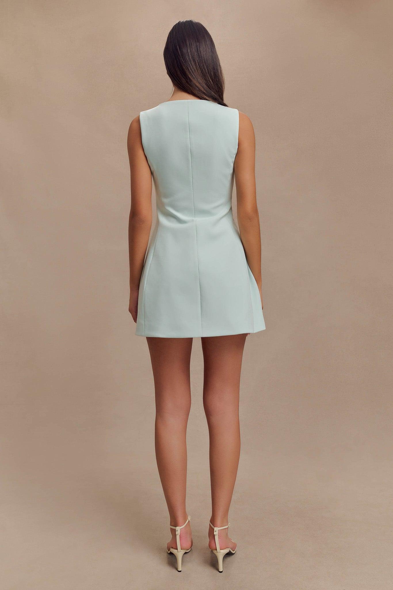 Lysandre Crepe Mini Dress - Ice Blue Product Image