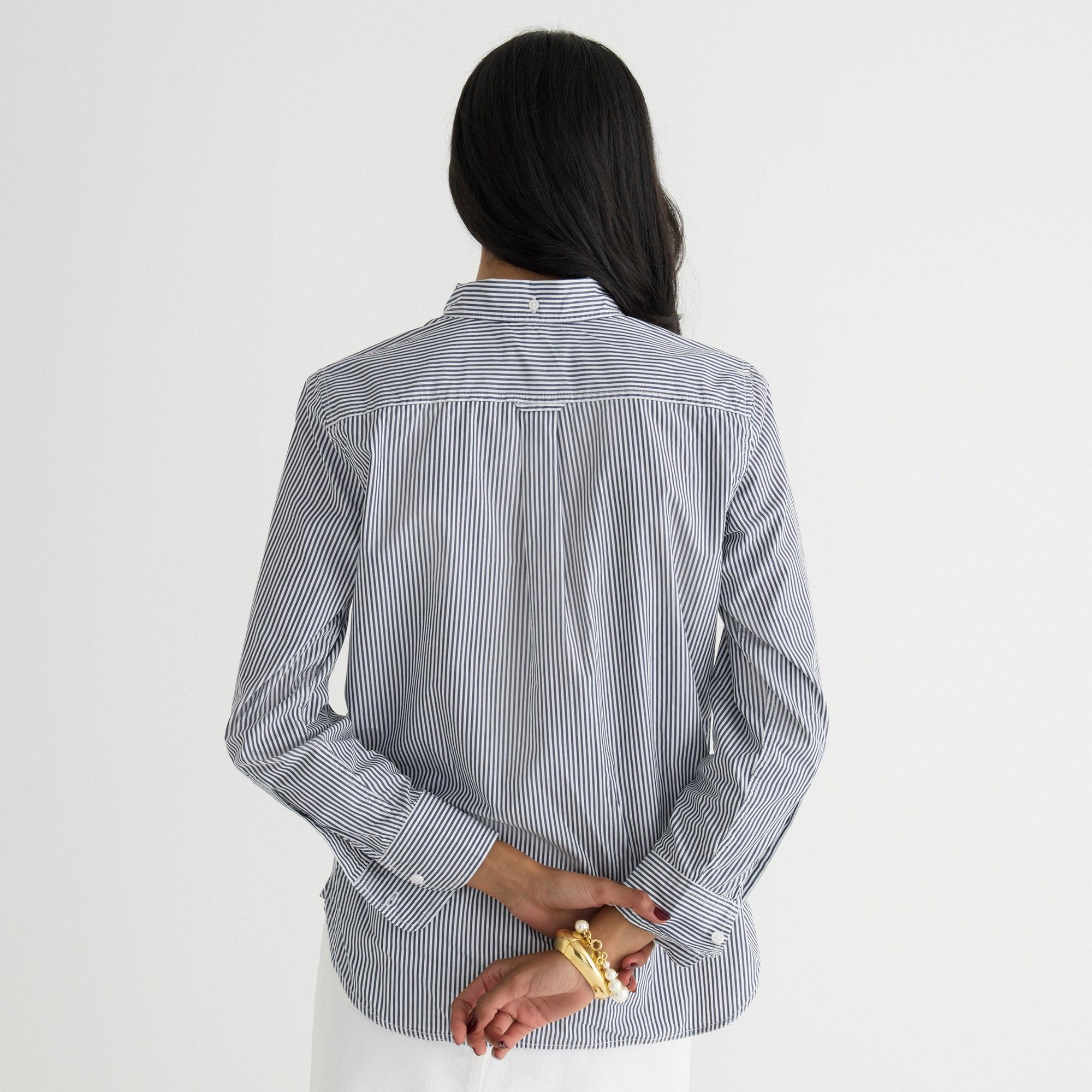 Tall classic-fit washed cotton poplin shirt in stripe Product Image