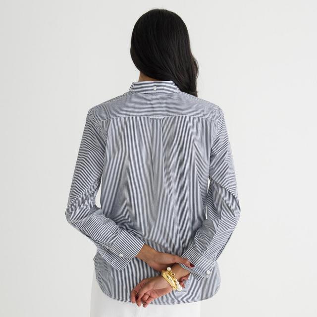 Tall classic-fit washed cotton poplin shirt in stripe Product Image