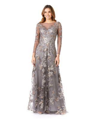 Lara Womens Long Flutter Sleeves Beaded Dress Product Image