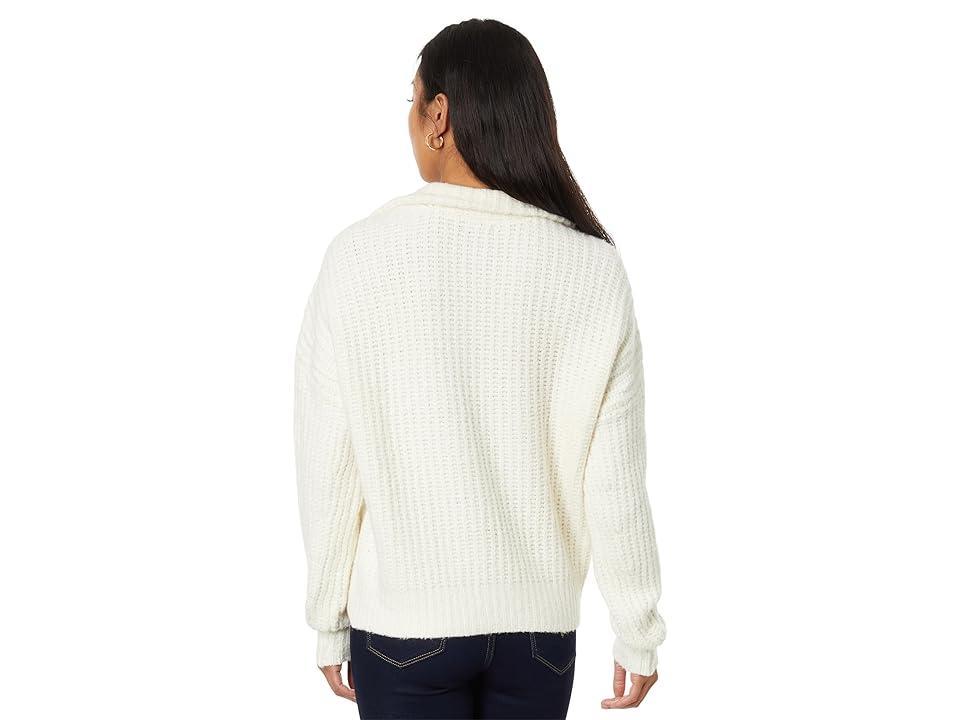 Lilla P Ribbed 1/2 Zip Sweater (Ivory) Women's Clothing Product Image