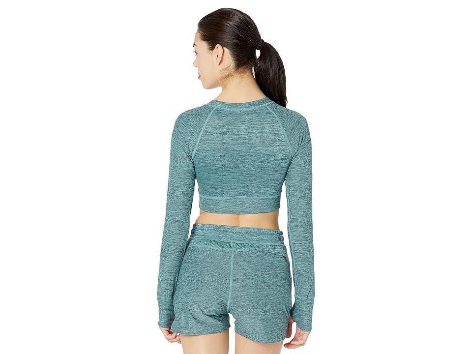 UFC Long Sleeve Crew Neck Cropped Pullover (Slate Green) Women's Clothing Product Image