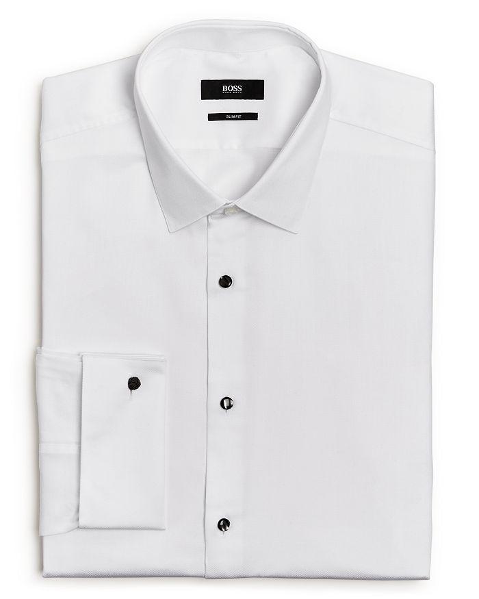 Jasper Pique Slim Fit Tuxedo Shirt In White Product Image