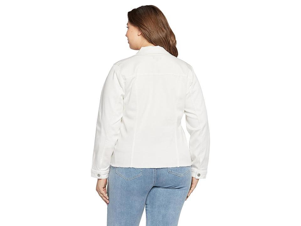 NYDJ Womens Frayed Hem Jacket In Plus Size in Optic White, Size: 2X Product Image