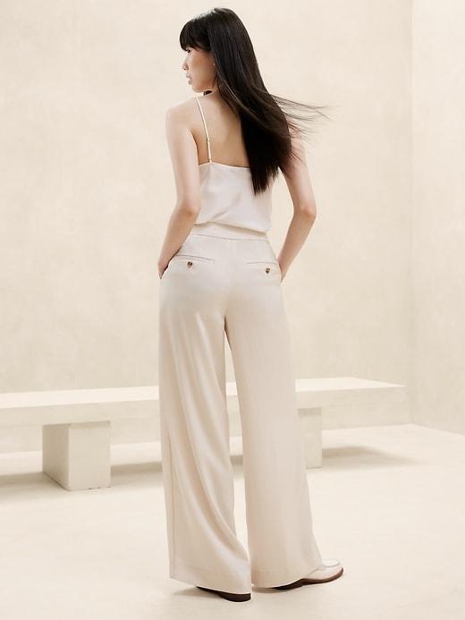 Satin Pleated Wide-Leg Pant Product Image