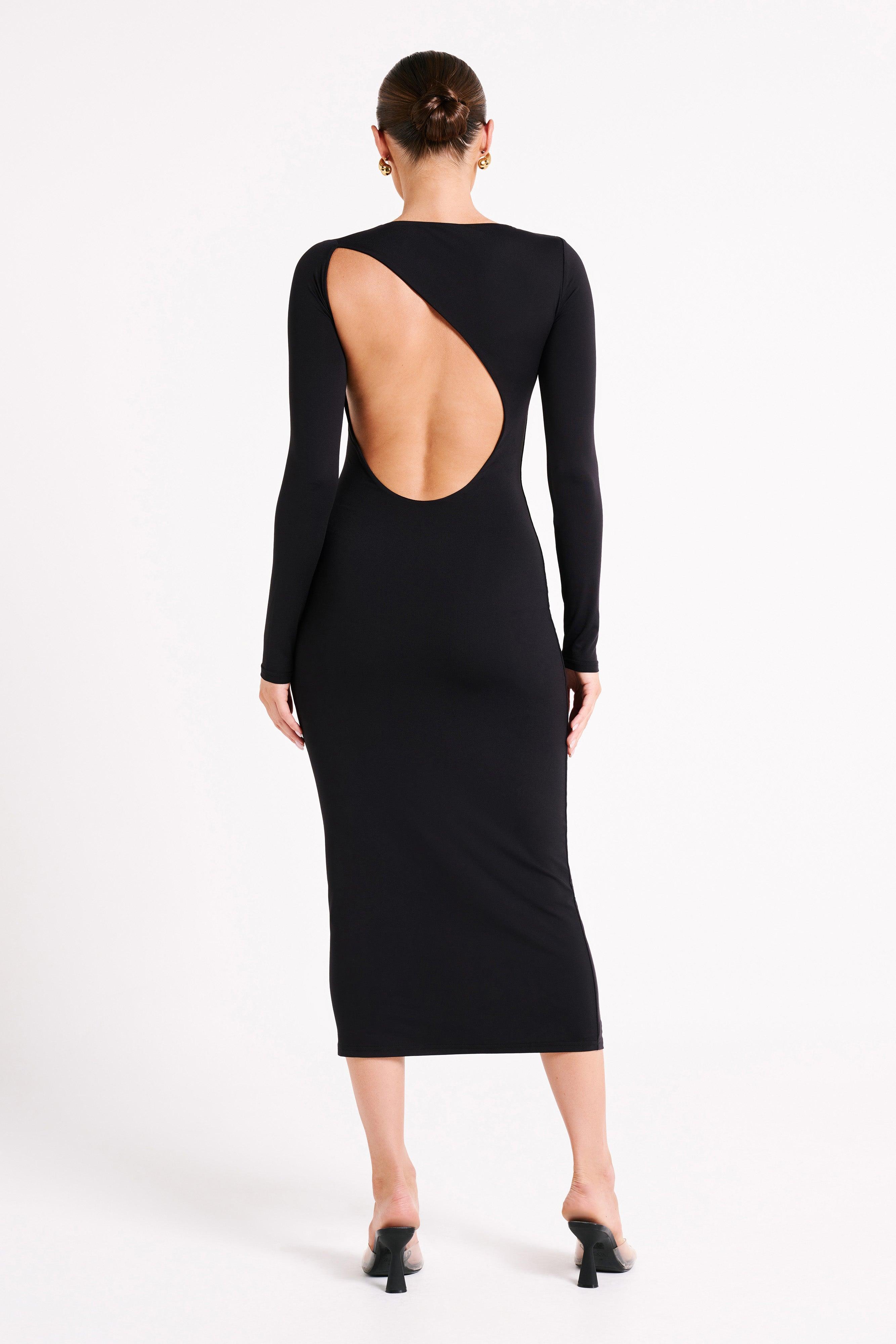 Cataleya Recycled Nylon Midi Dress - Black Product Image