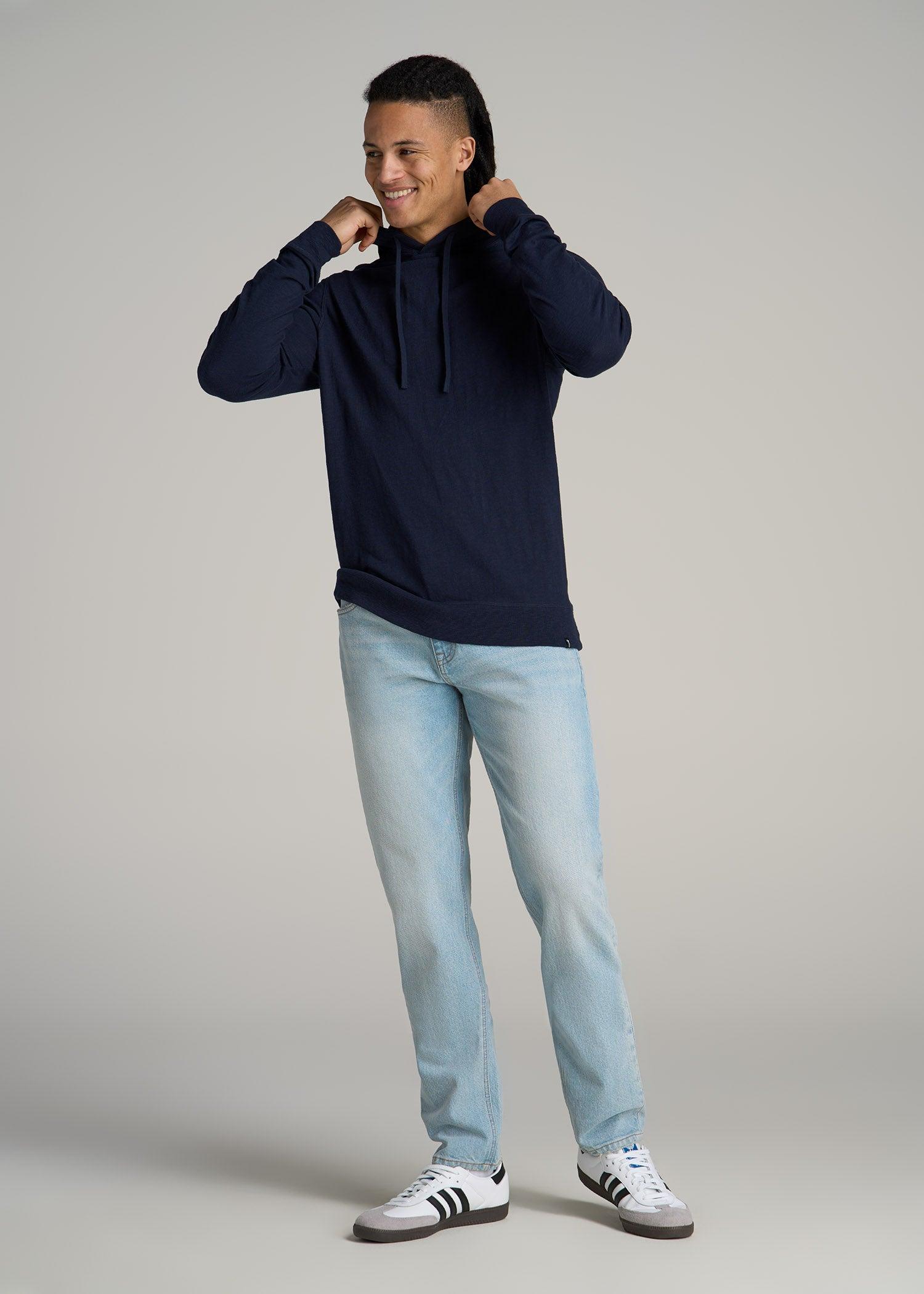 Sunwashed Slub Pullover Men's Tall Hoodie in Evening Blue Male Product Image