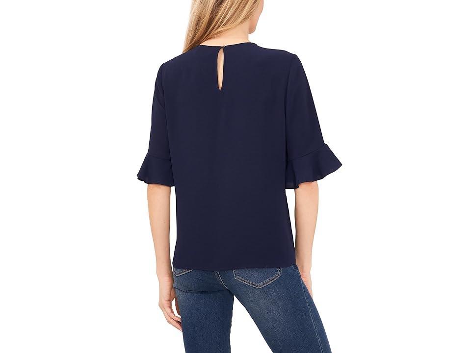 CeCe Womens Ruffled-Cuff 3/4-Sleeve Crew Neck Blouse Product Image