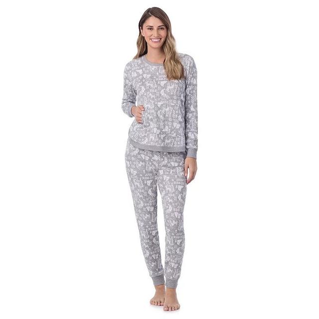 Petite Cuddl Duds Sweater Knit Crewneck Pajama Top & Jogger Pajama Bottoms Set, Womens Product Image