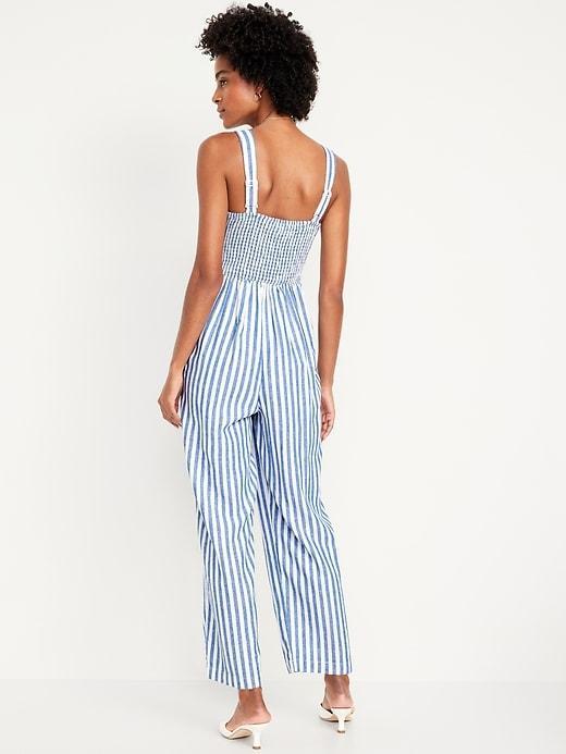 Fit & Flare Linen-Blend Jumpsuit Product Image