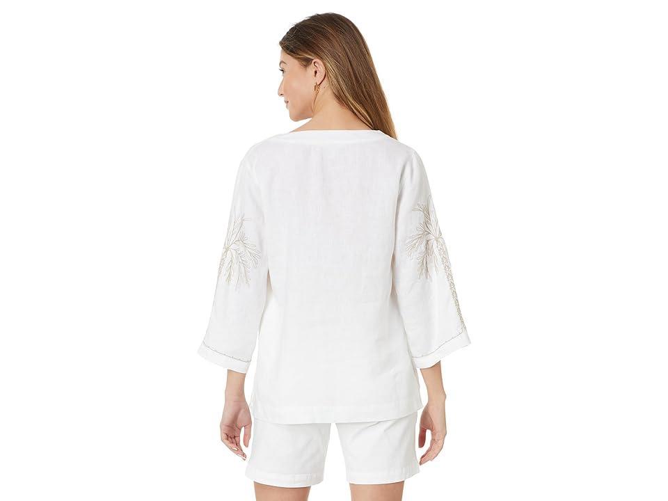 Tommy Bahama Breezy Palms Embroidered Split V-Neck Long Sleeve Tassel Tunic Product Image