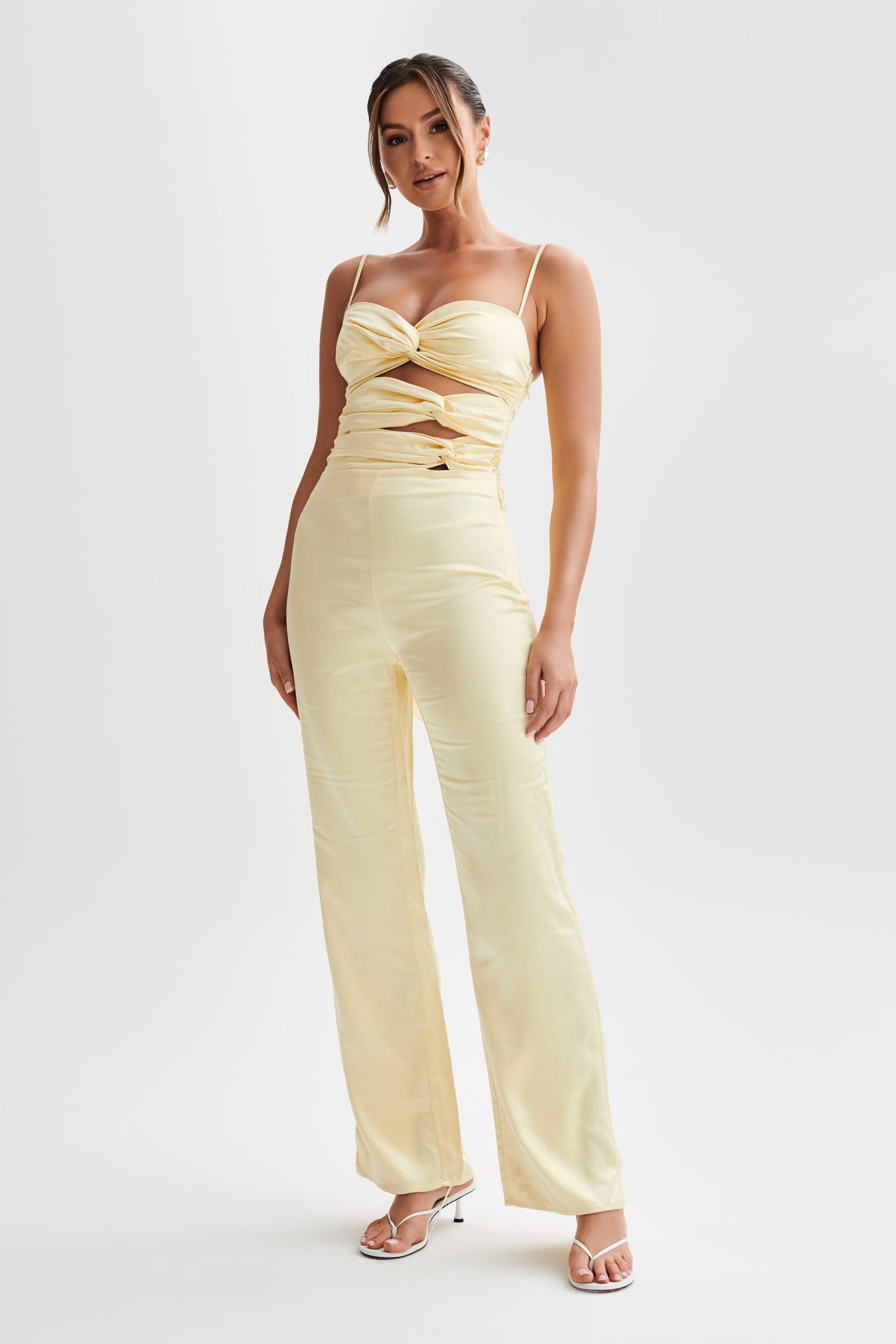 Elina Twist Satin Jumpsuit - Butter Product Image