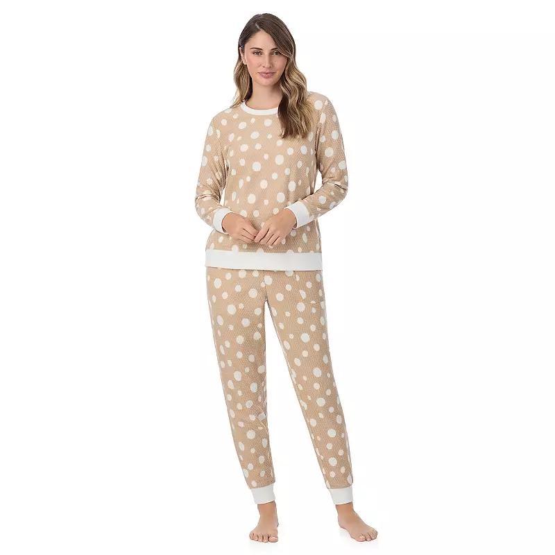 Womens Cuddl Duds Honeycomb Fleece Pajama Top & Pajama Joggers Set Product Image