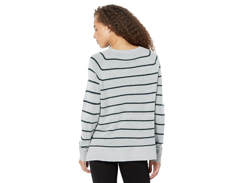 Mod-o-doc Cozy Sweater Long Sleeve Raglan Stripe Top (Heather Grey) Women's Clothing Product Image