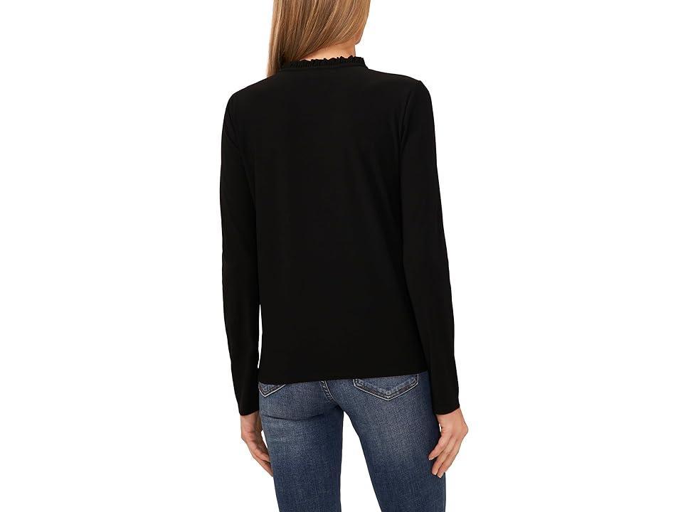 CeCe Ruffle Trim Knit Henley Product Image