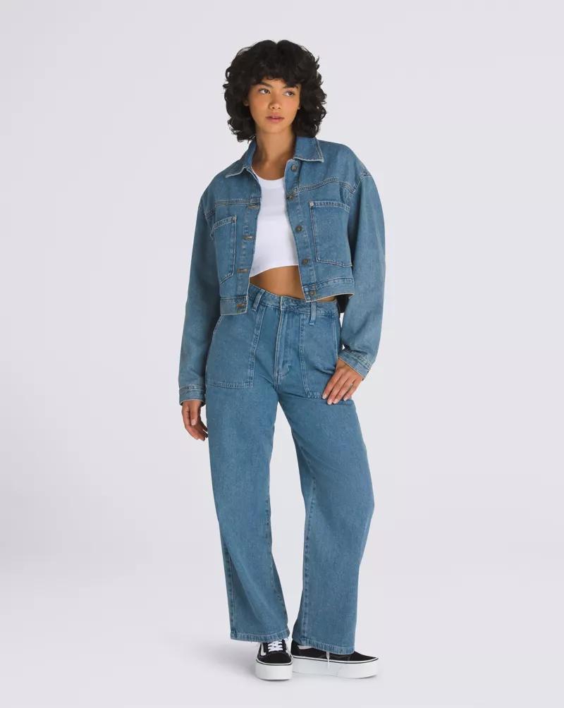 Raynes Denim Crop Trucker Jacket Product Image