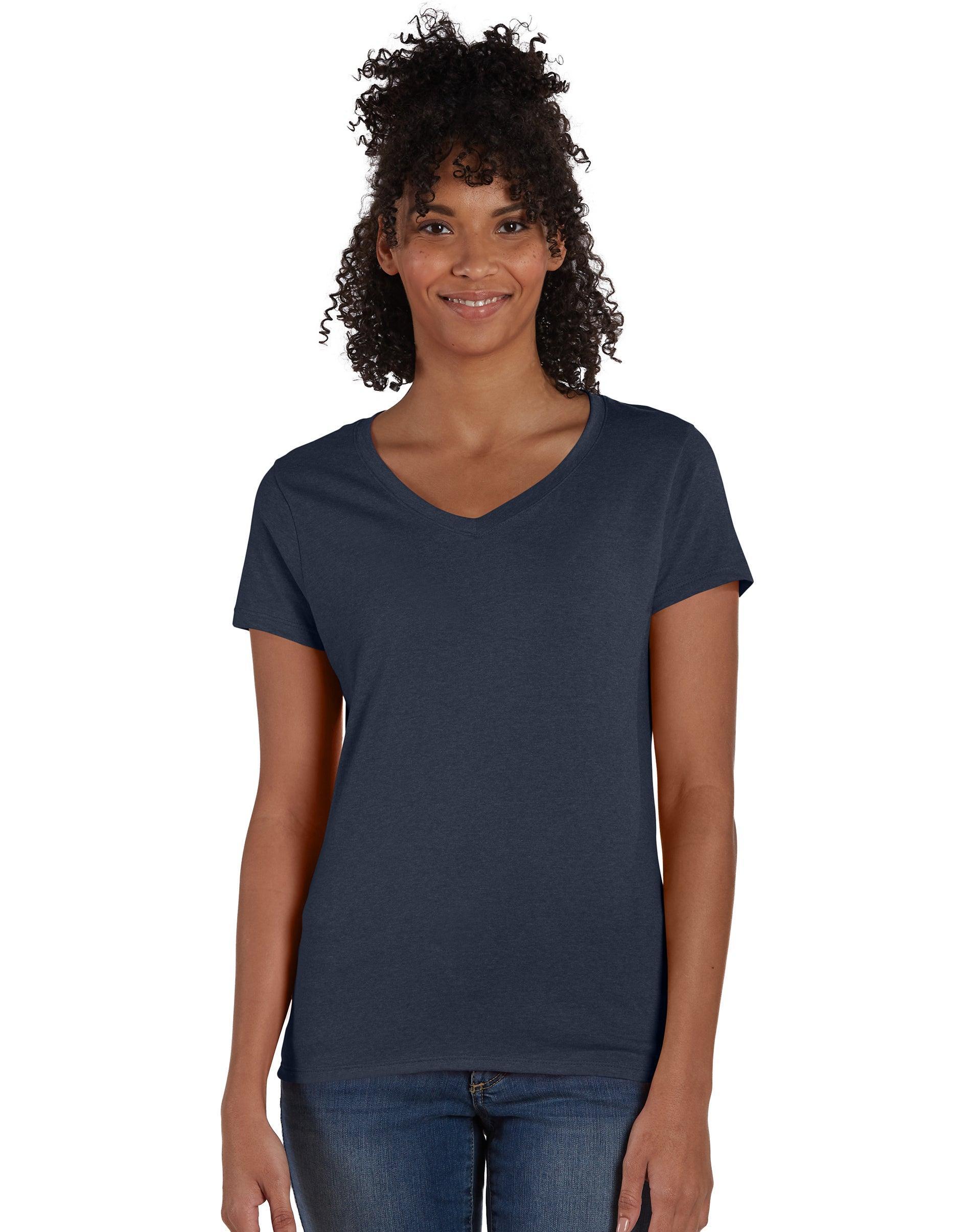 Hanes Perfect-T Womens Tri-Blend V-Neck T-Shirt Slate Heather 2XL Product Image