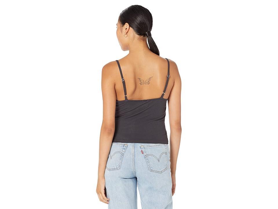 MONROW Rib Shirred Tank (Faded Black) Women's Clothing Product Image