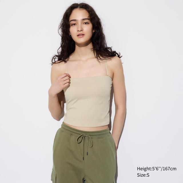 Womens Airism Cropped Bra Tube Top Beige 2XL UNIQLO US Product Image