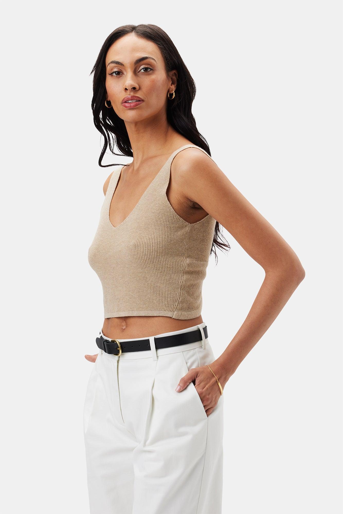 Finn Crop Tank - Light Oatmeal Product Image