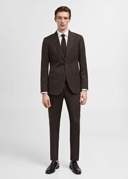 MANGO MAN - Slim fit linen and cotton suit jacket brownMen Product Image