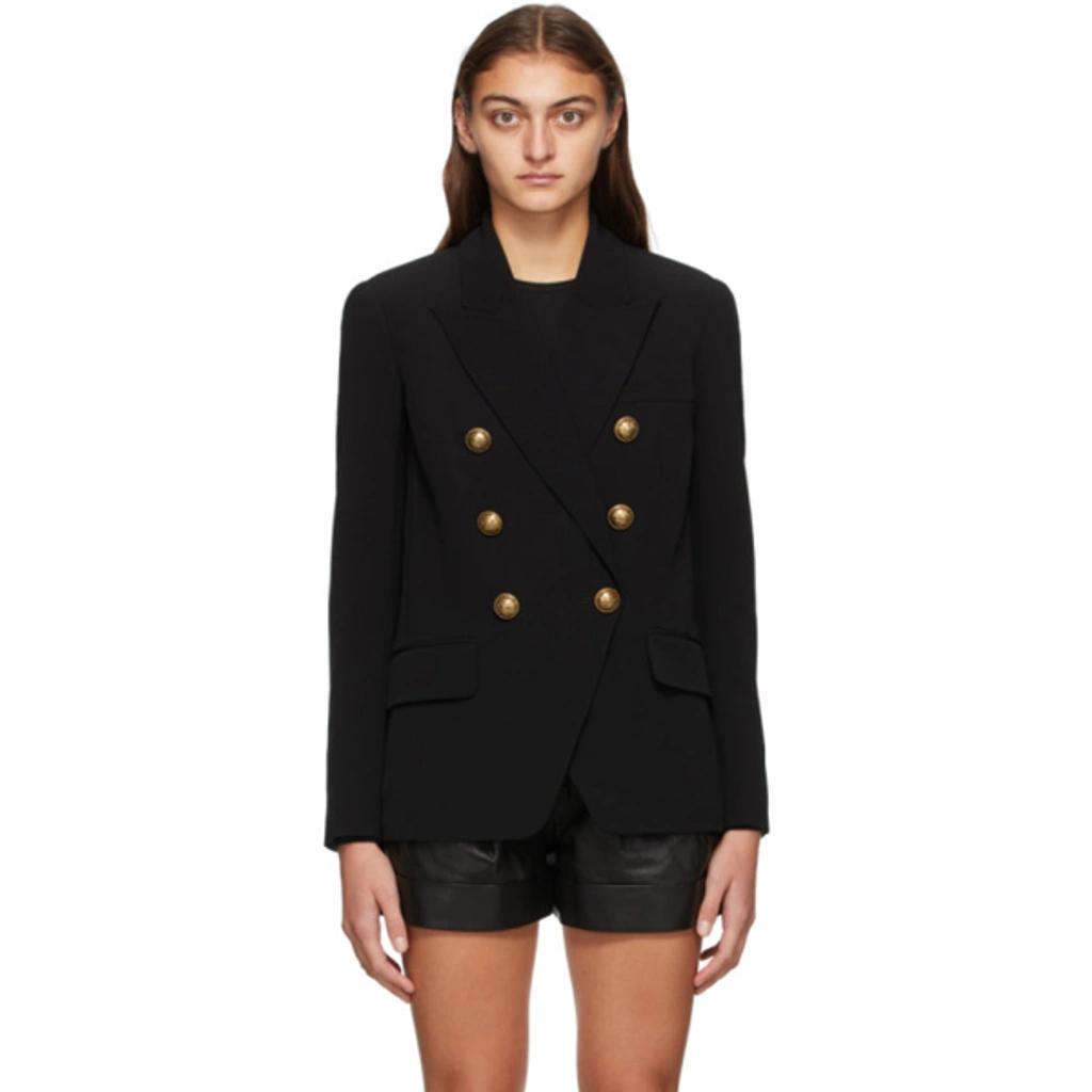 BALMAIN Double-breasted Wool-twill Blazer In Black Product Image